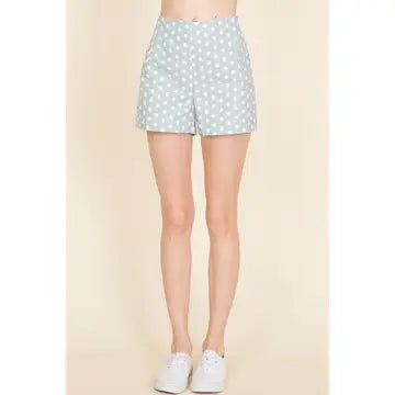 MINT POLKA DOT PRINT SHORTS HMHP1036