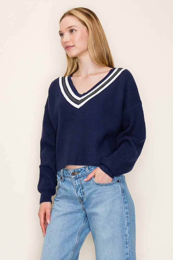 V-NECK LONG SLEEVE SWEATER WBPT10057