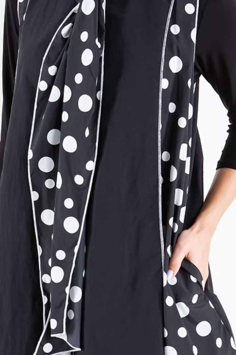 POLKADOT TIE NECK SLEEVELESS LONG VEST SHB5894