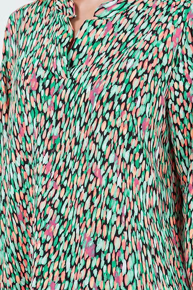 PLUS SIZE V NECK 3/4 SLEEVE TUNIC TOP-SHB5787-F