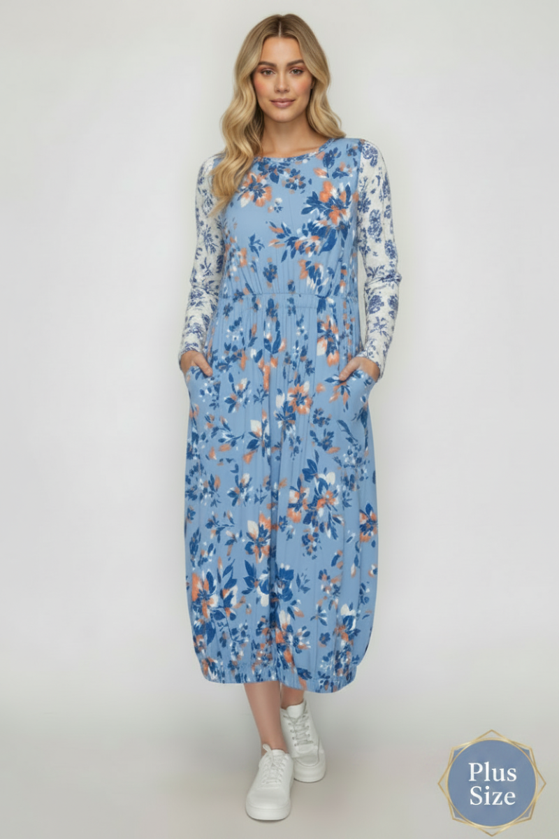 PLUS SIZE SLEEVELESS OVERALL MIDI DRESS