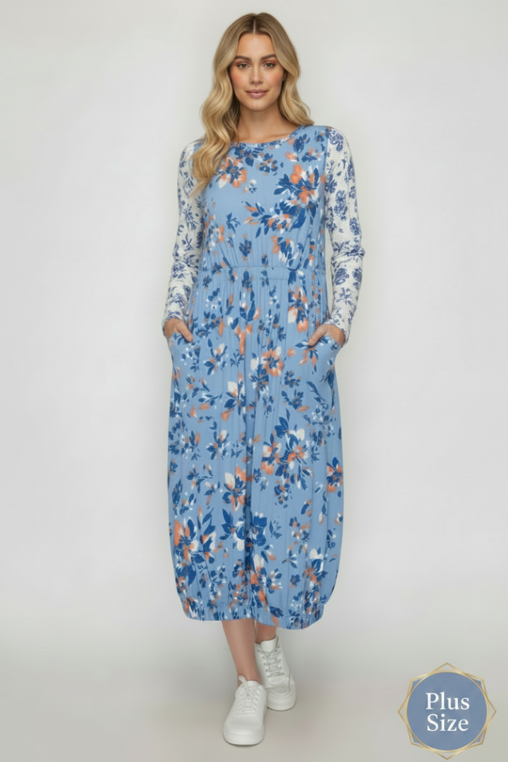 PLUS SIZE SLEEVELESS OVERALL MIDI DRESS