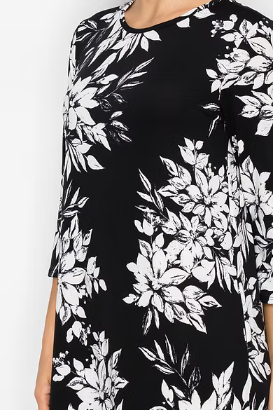 PLUS SIZE 3/4 SLEEVES HI-LOW MULTI LAYERED DRESS