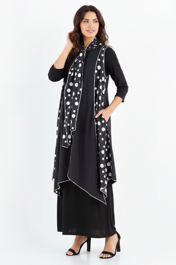 PLUS SIZE POLKADOT TIE NECK SLEEVELESS LONG VEST SHB5894
