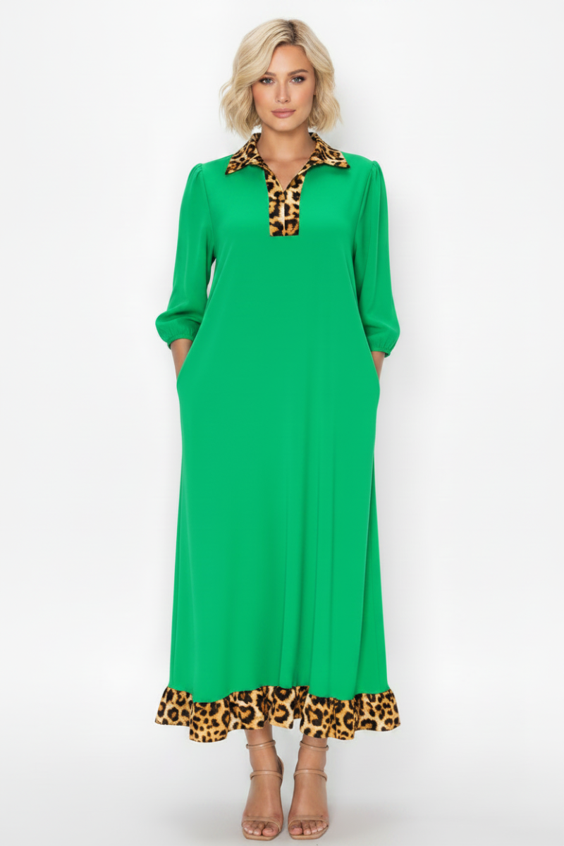 RUFFLED HEM AND ASYMMETRICAL DETAIL PLUS SIZE MIDI DRESS