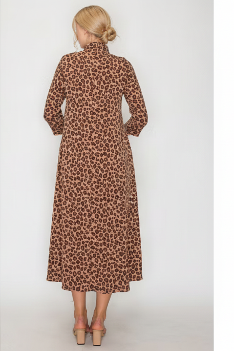 PLUS SIZE TIE-NECK A-LINE MODEST DRESS SHVL6029