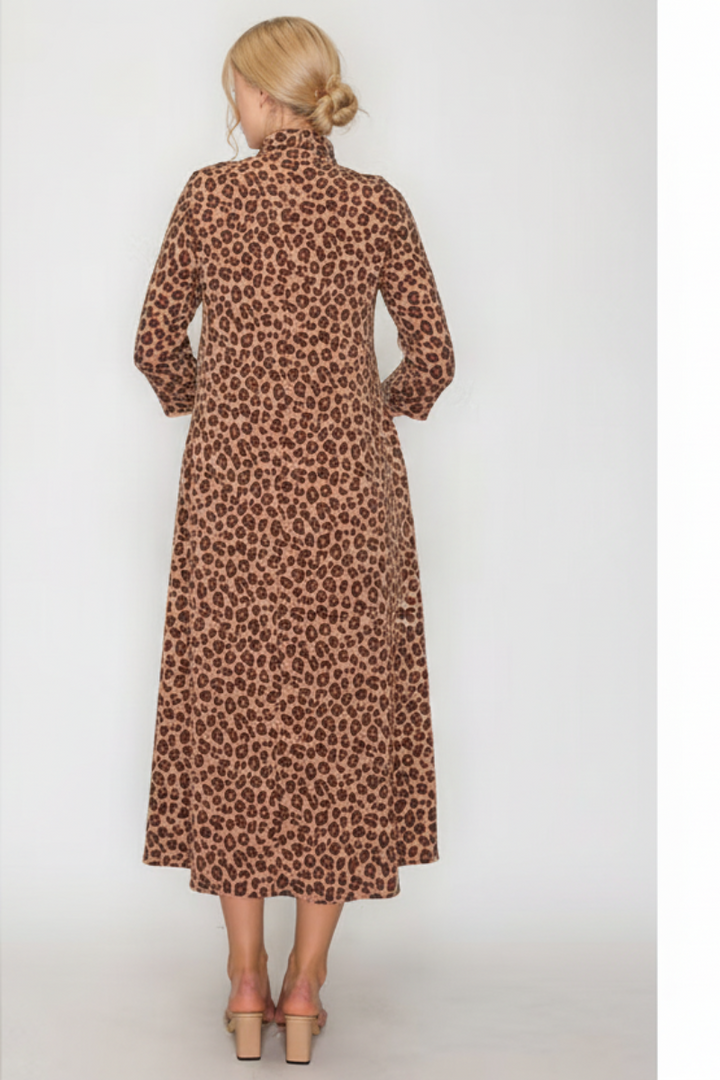 PLUS SIZE TIE-NECK A-LINE MODEST DRESS SHVL6029