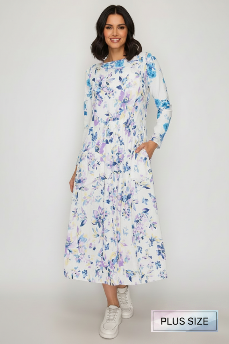 PLUS SIZE SLEEVELESS OVERALL MIDI DRESS