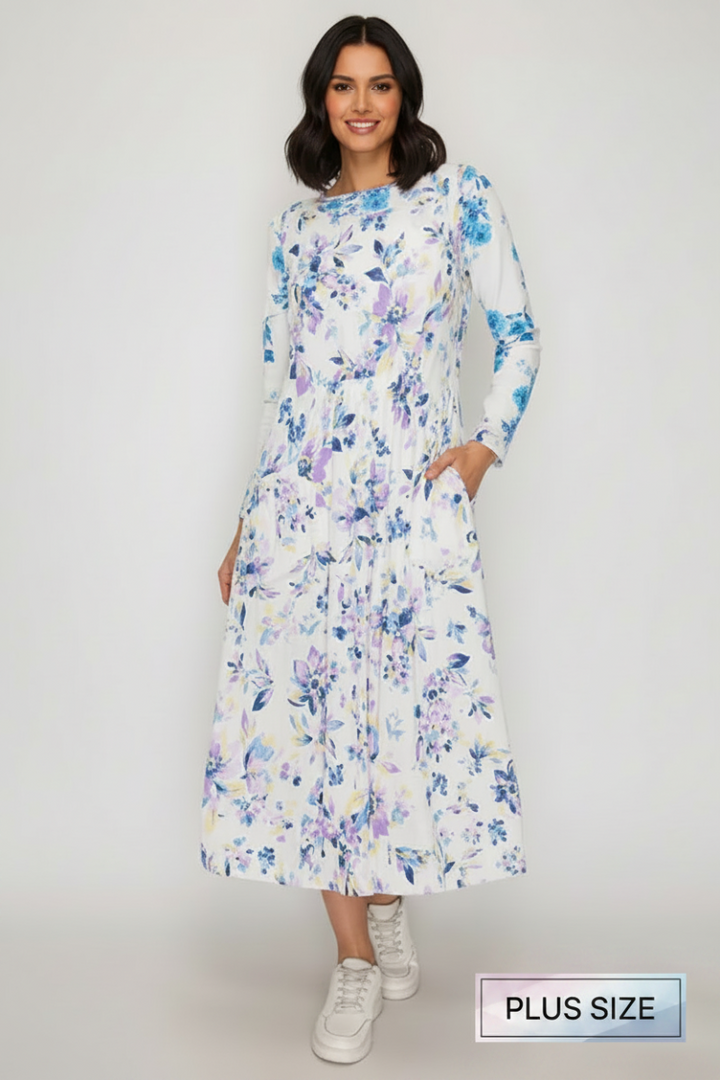 PLUS SIZE SLEEVELESS OVERALL MIDI DRESS