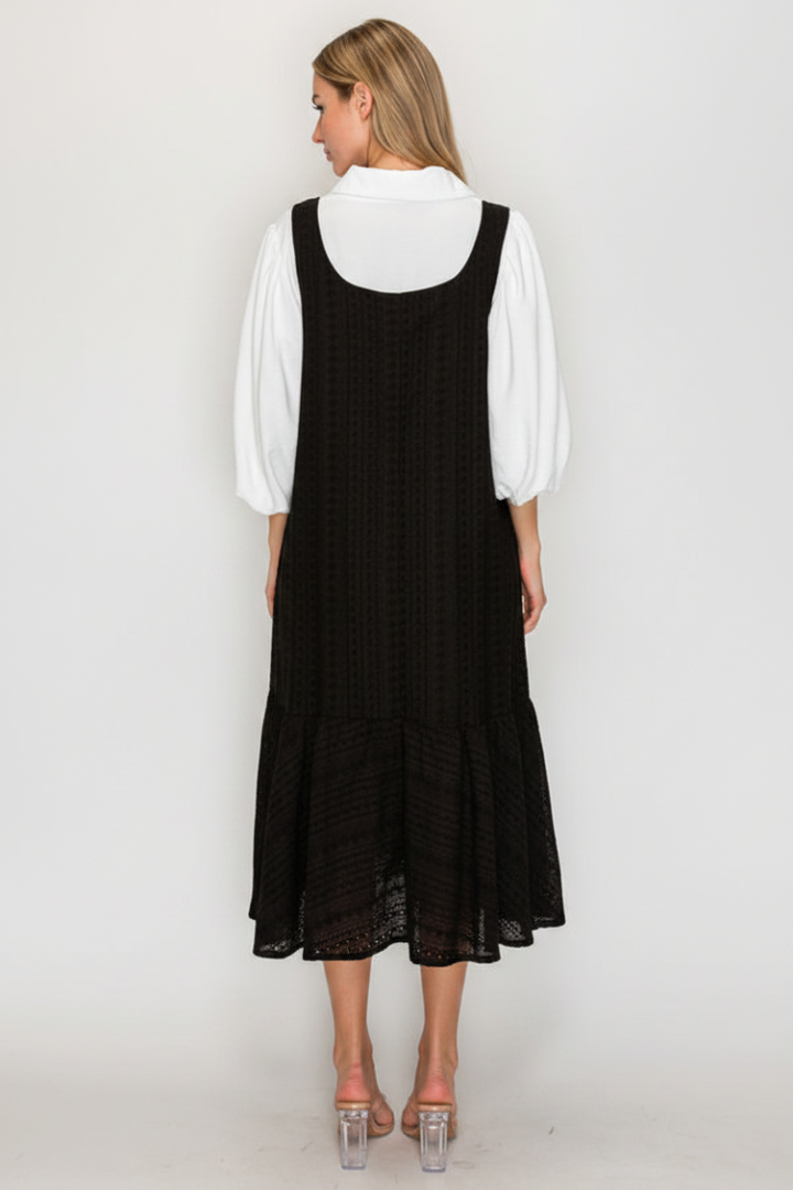 PLUS SIZE BUTTON STRAP DETAILS JUMPER MIDI DRESS SHMD7032