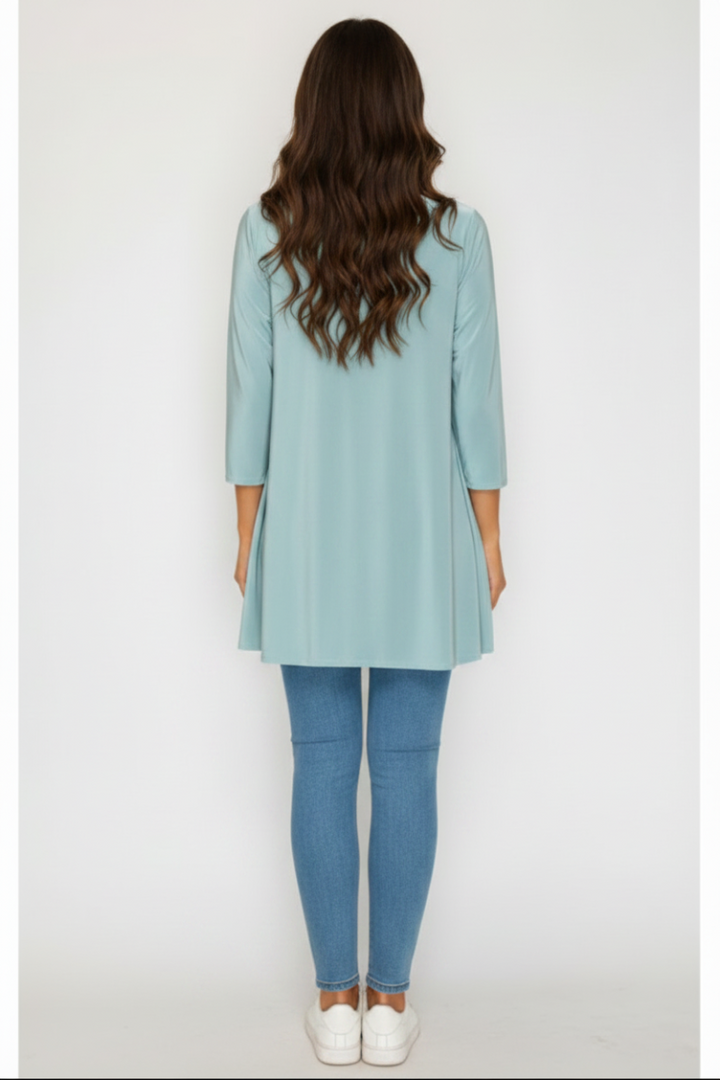 PLUS SIZE RUFFLE TRIM NECK HI-LOW TUNIC TOP SHB6101