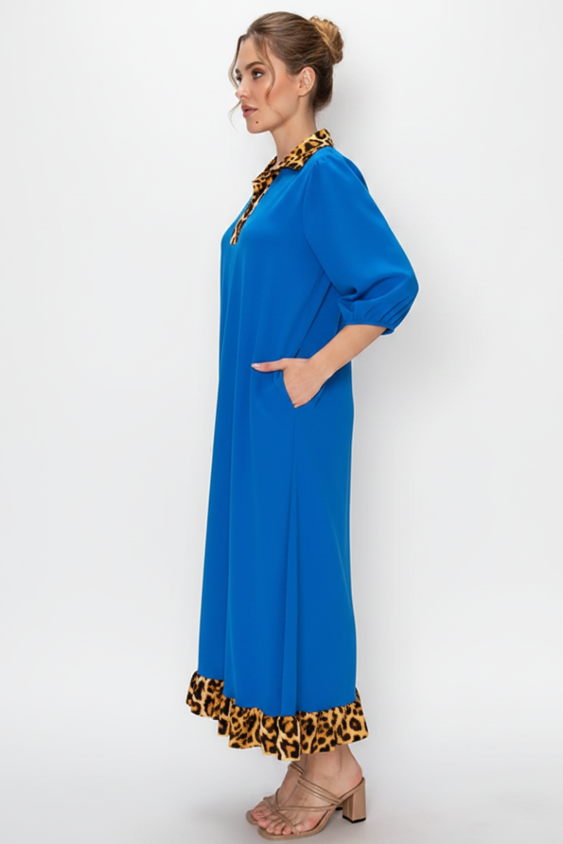 RUFFLED HEM AND ASYMMETRICAL DETAIL PLUS SIZE MIDI DRESS