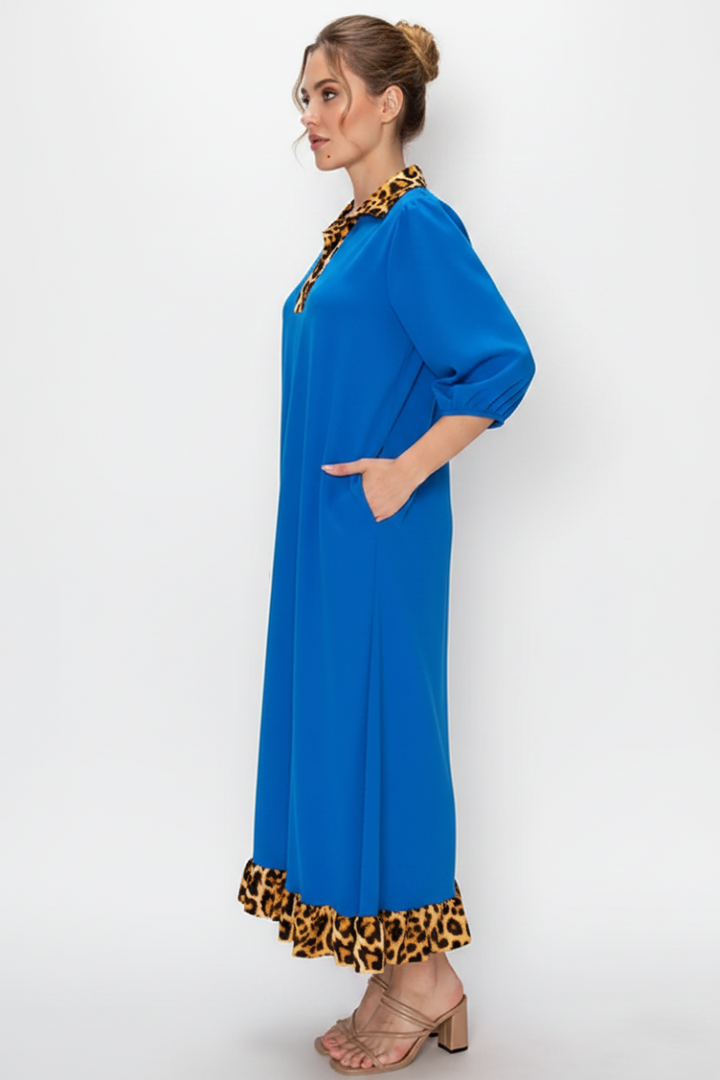 RUFFLED HEM AND ASYMMETRICAL DETAIL PLUS SIZE MIDI DRESS
