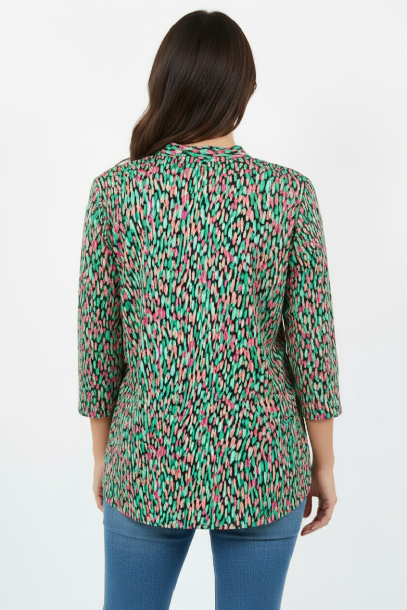 PLUS SIZE V NECK 3/4 SLEEVE TUNIC TOP-SHB5787-F