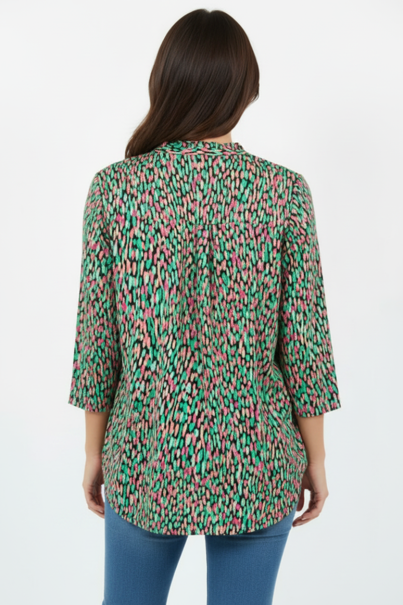 V NECK 3/4 SLEEVE TUNIC TOP-SHB5787-F