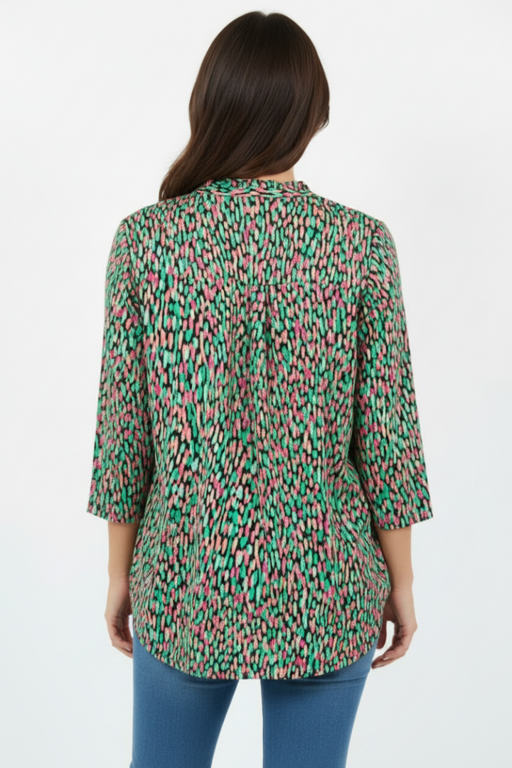 V NECK 3/4 SLEEVE TUNIC TOP-SHB5787-F