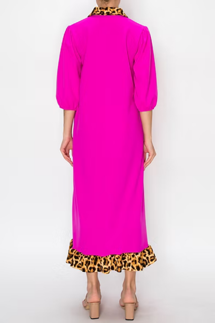 RUFFLED HEM AND ASYMMETRICAL DETAIL PLUS SIZE MIDI DRESS