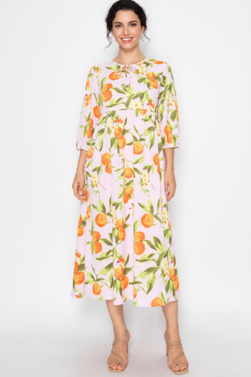 PLUS SIZE FLOWY MIDI DRESS FEATURING A ROUND NECKLINE*
