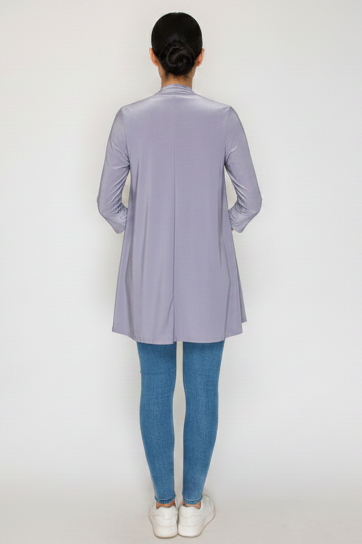 PLUS SIZE RUFFLE TRIM NECK HI-LOW TUNIC TOP SHB6101