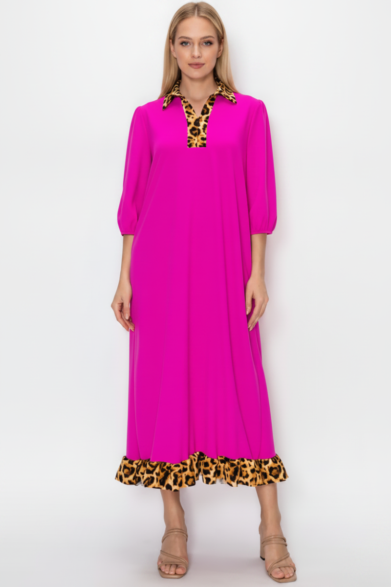 RUFFLED HEM AND ASYMMETRICAL DETAIL PLUS SIZE MIDI DRESS