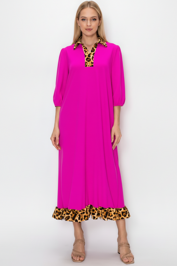 RUFFLED HEM AND ASYMMETRICAL DETAIL PLUS SIZE MIDI DRESS