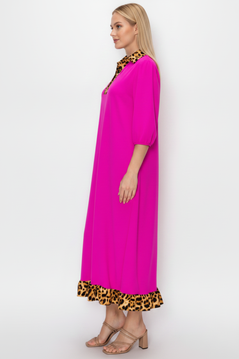 RUFFLED HEM AND ASYMMETRICAL DETAIL PLUS SIZE MIDI DRESS