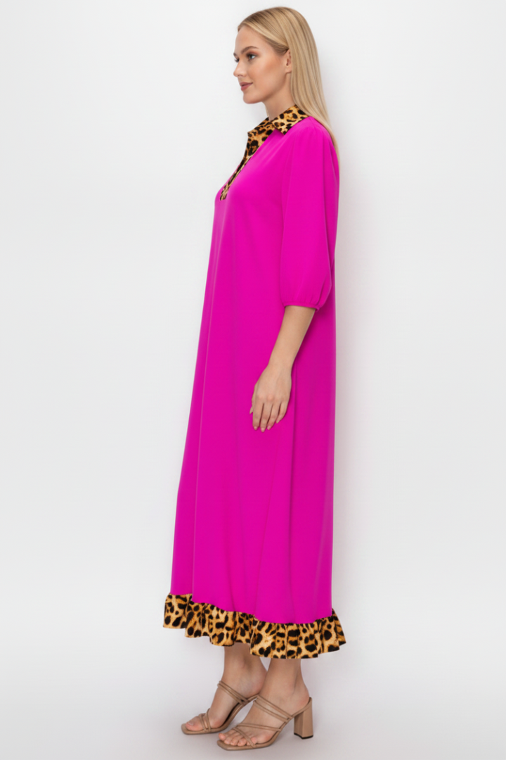 RUFFLED HEM AND ASYMMETRICAL DETAIL PLUS SIZE MIDI DRESS