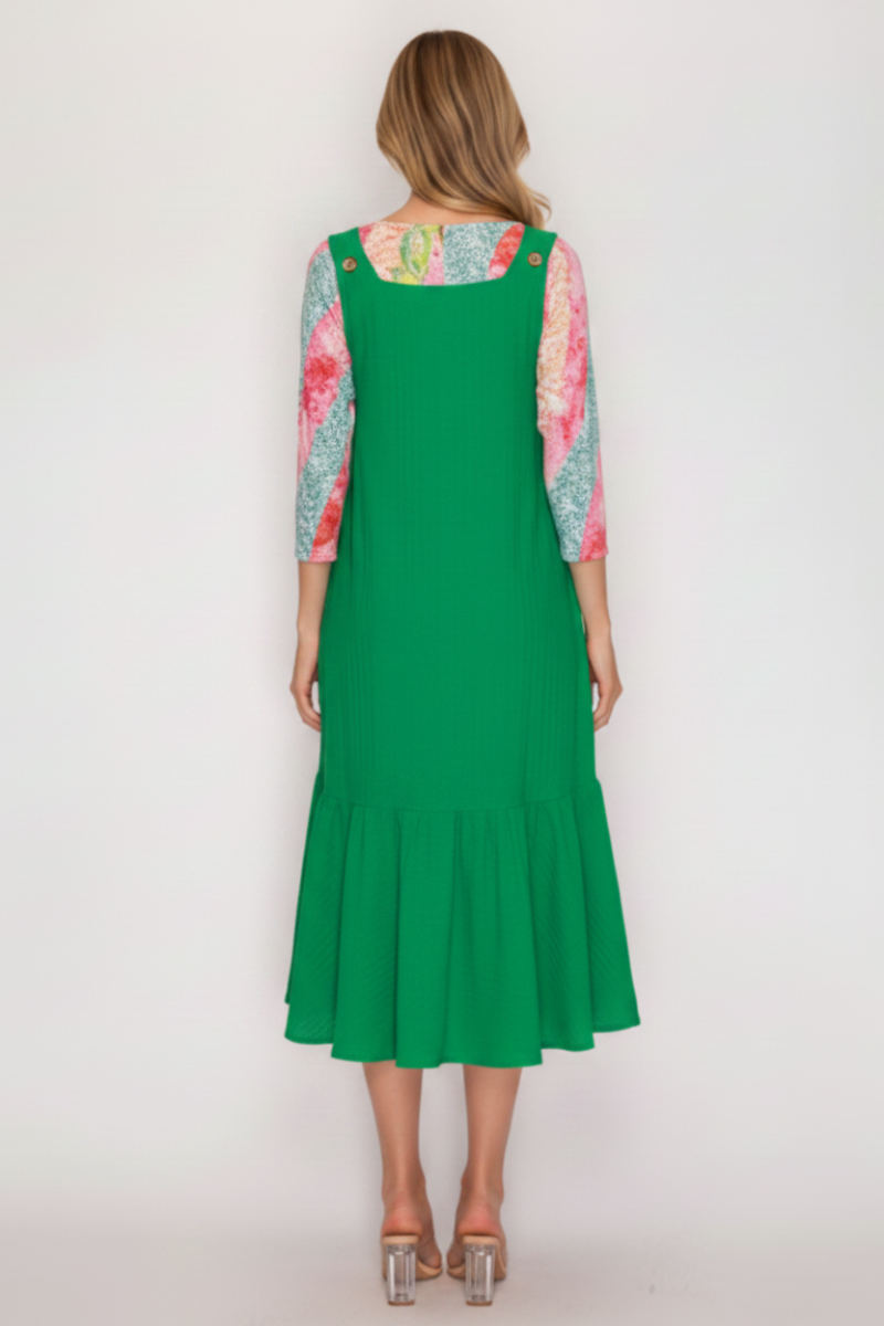 PLUS SIZE BUTTON STRAP DETAILS JUMPER MIDI DRESS SHMD7032