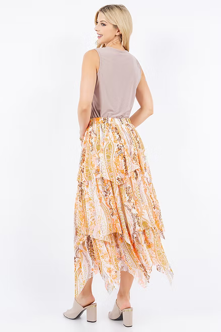 PLUS SIZE A-LINE RUFFEL MIDI SKIRT