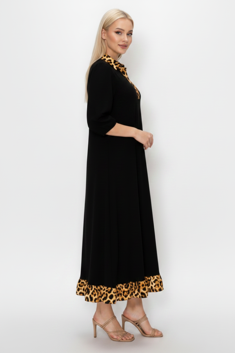 RUFFLED HEM AND ASYMMETRICAL DETAIL PLUS SIZE MIDI DRESS