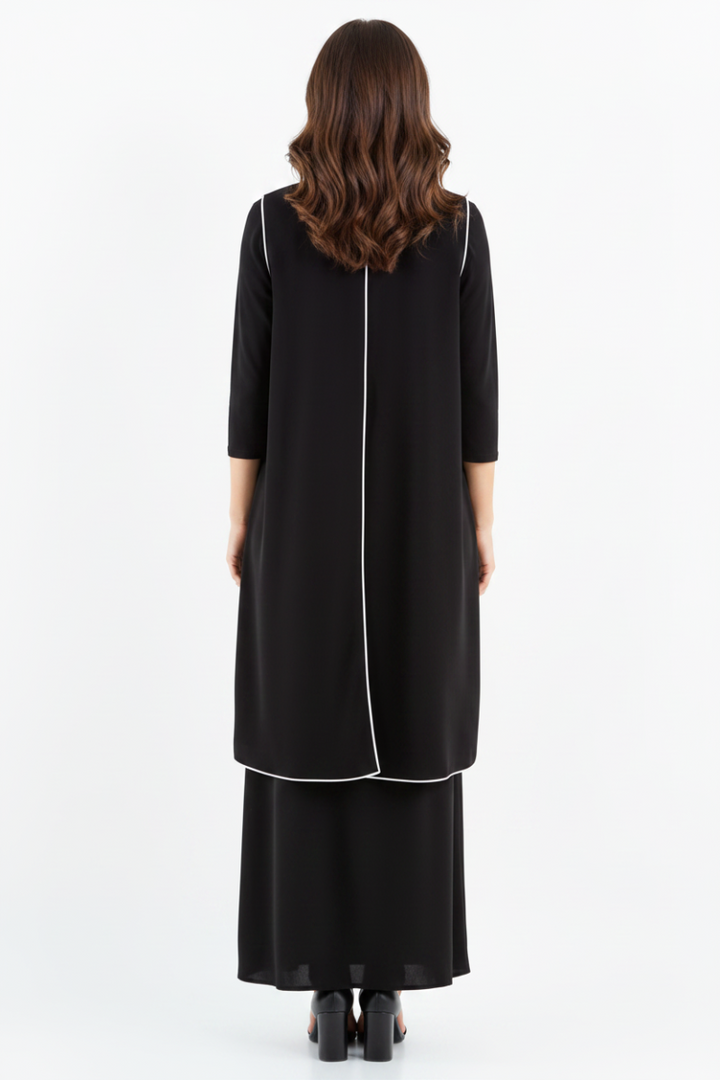 POLKADOT TIE NECK SLEEVELESS LONG VEST SHB5894