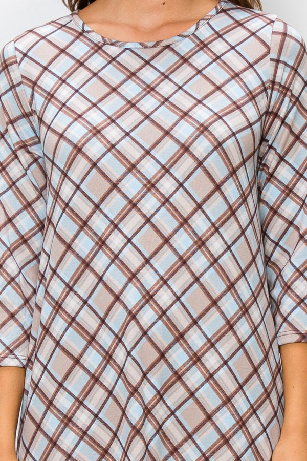 CHECKERD MULTI LAYERED WITH SIDE POCKETS MIDI DRESS -SHVL6117
