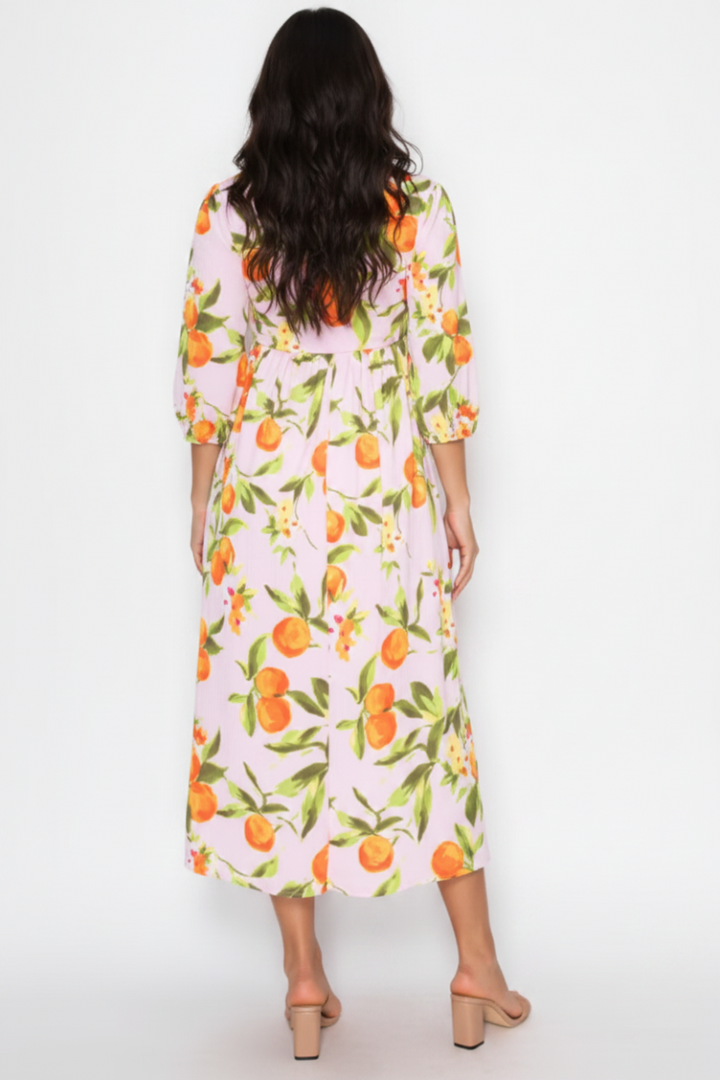 PLUS SIZE FLOWY MIDI DRESS FEATURING A ROUND NECKLINE*
