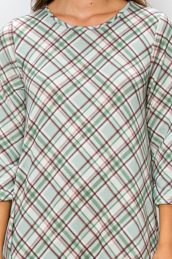 CHECKERD MULTI LAYERED WITH SIDE POCKETS MIDI DRESS -SHVL6117