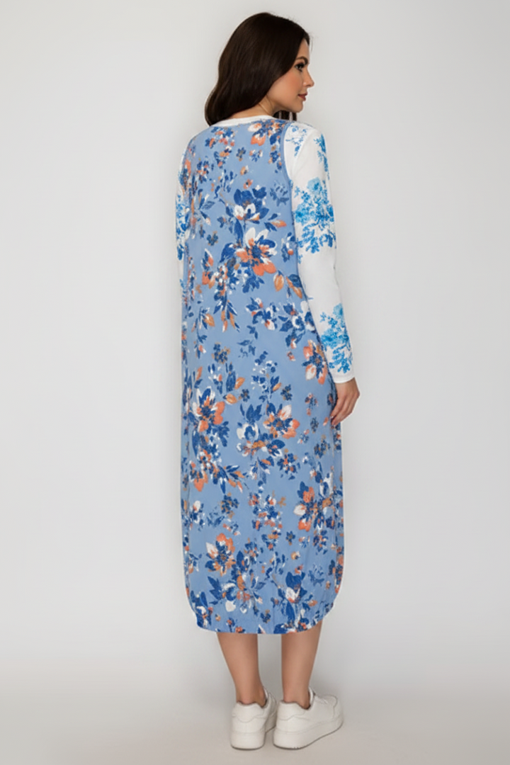 SLEEVELESS OVERALL MIDI DRESS