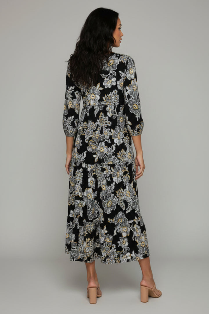 PLUS SIZE TIERED SQUARE NECK WITH SIDE-SEAM POCKETS MIDI DRESS -SHVL5825
