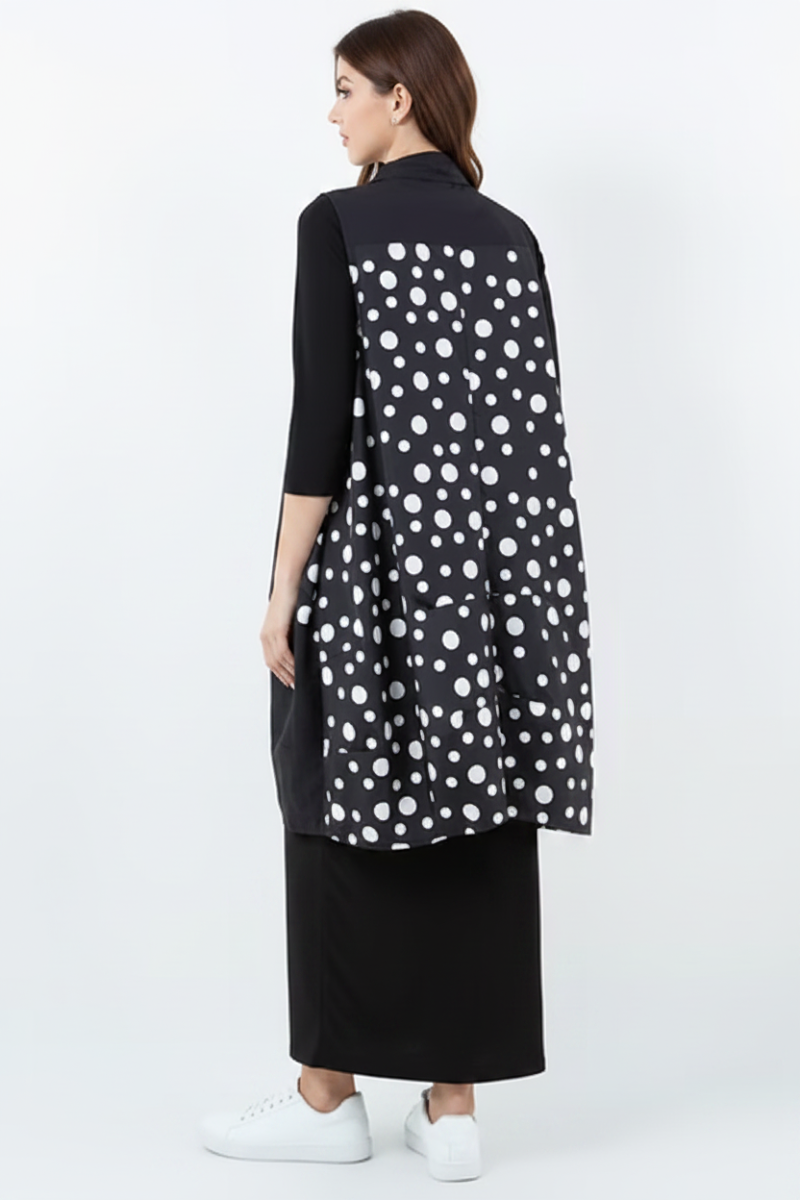 POLKADOT BACK DETAIL ZIP LONG VEST-SHB5920-A