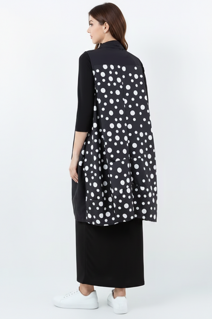 POLKADOT BACK DETAIL ZIP LONG VEST-SHB5920-A