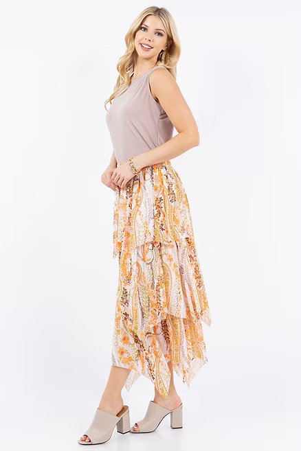 PLUS SIZE A-LINE RUFFEL MIDI SKIRT