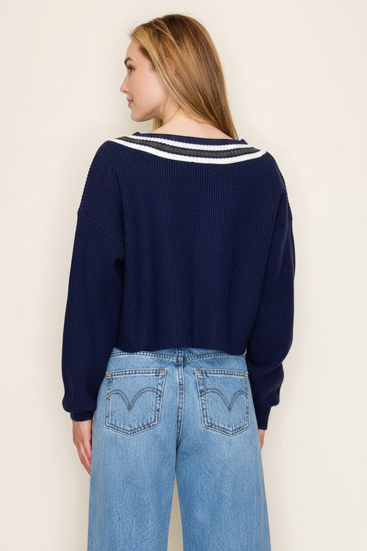 V-NECK LONG SLEEVE SWEATER WBPT10057