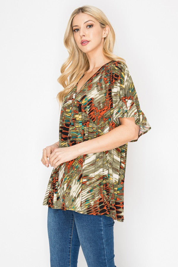 OLIVE PLUS SIZE SHORT SLEEVE TOP