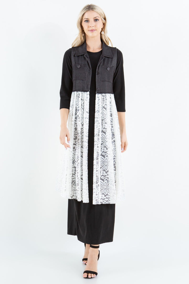 SHB5916-1-Wholesale Black,Ivory STRETCHY DENIM VEST