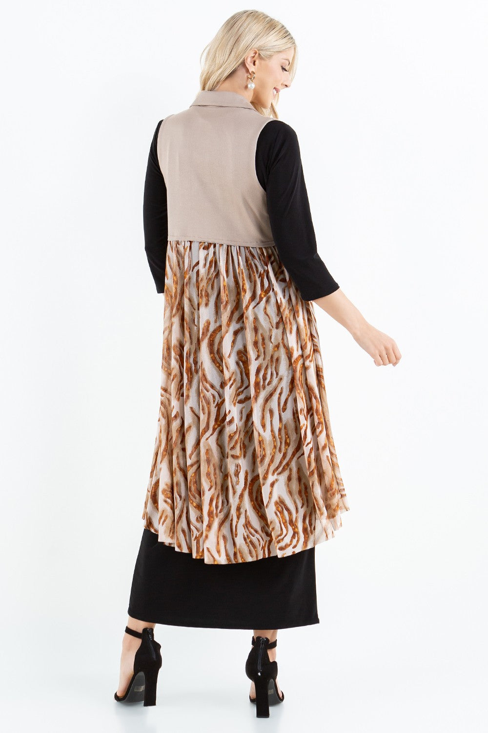 KHAKI STRETCHY DENIM VEST