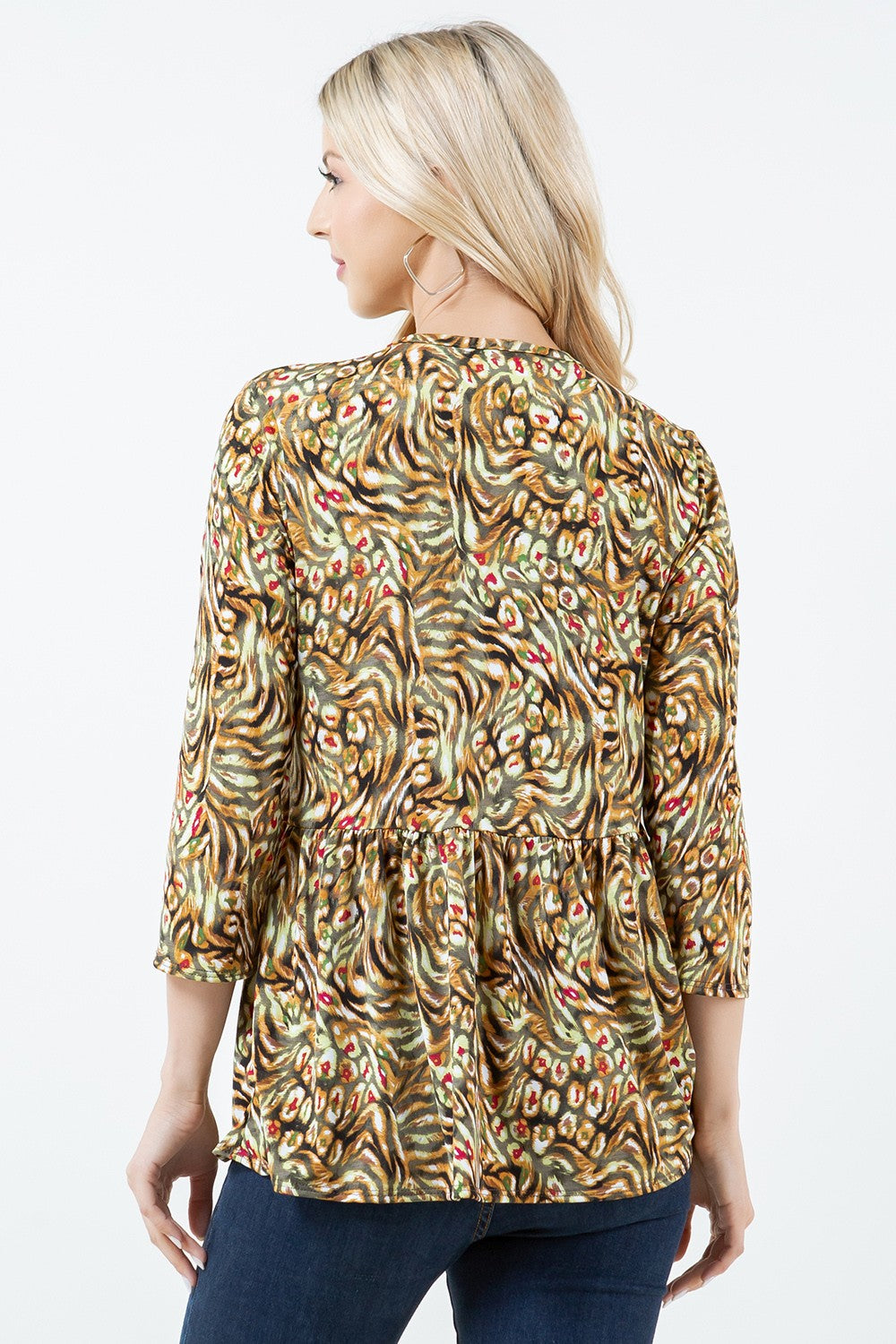 GREEN TIE FRONT TUNIC TOP