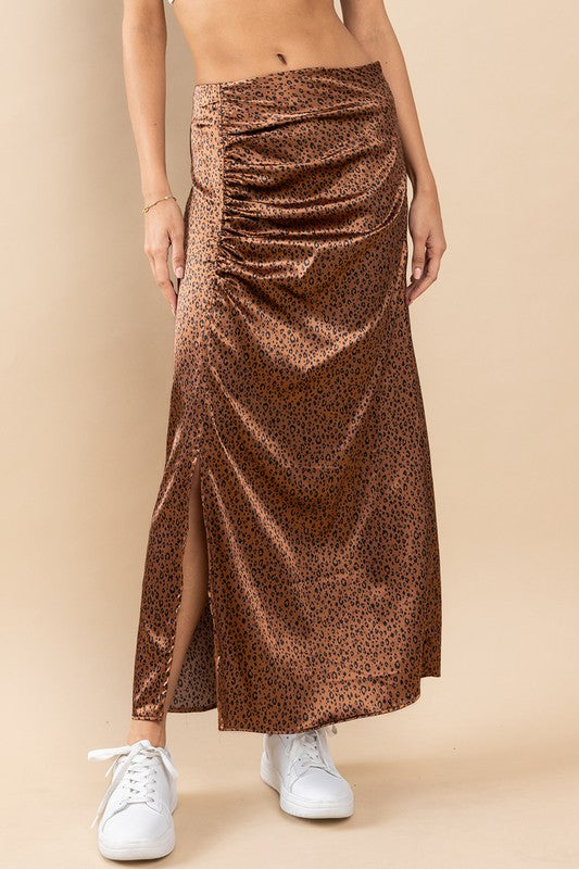 LEOPARD SATIN LONG SKIRT BC60901PB4