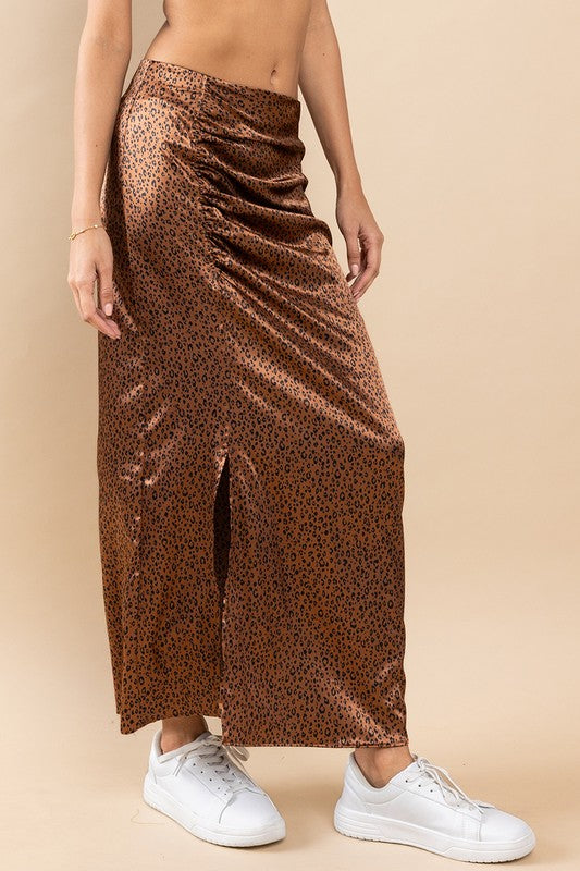 LEOPARD SATIN LONG SKIRT BC60901PB4