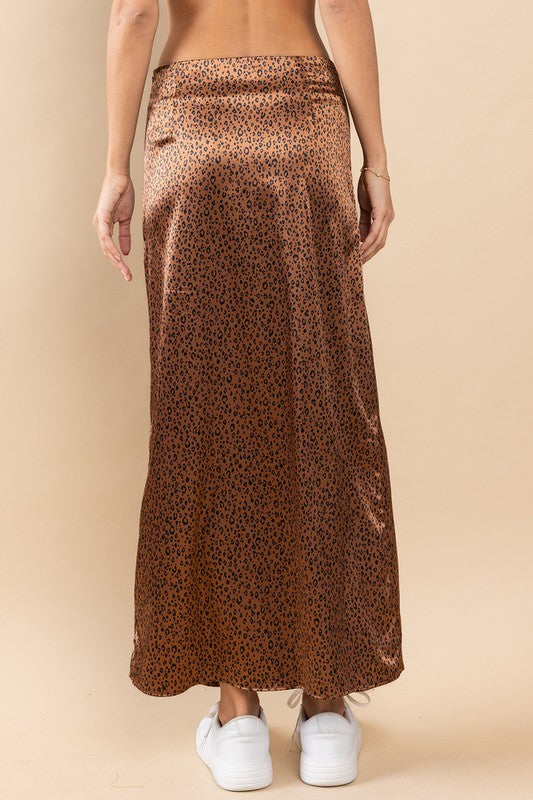 LEOPARD SATIN LONG SKIRT BC60901PB4