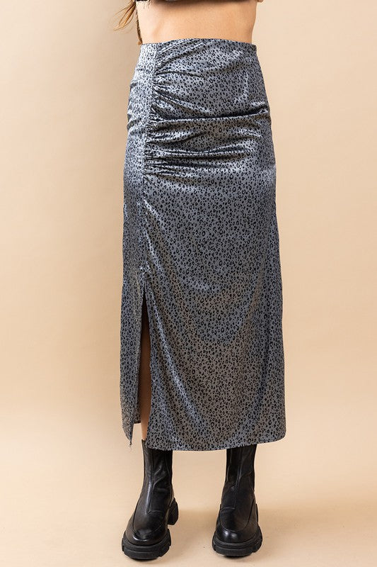LEOPARD SATIN LONG SKIRT BC60901PB4