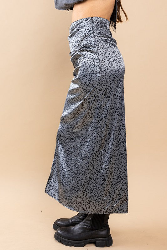 LEOPARD SATIN LONG SKIRT BC60901PB4