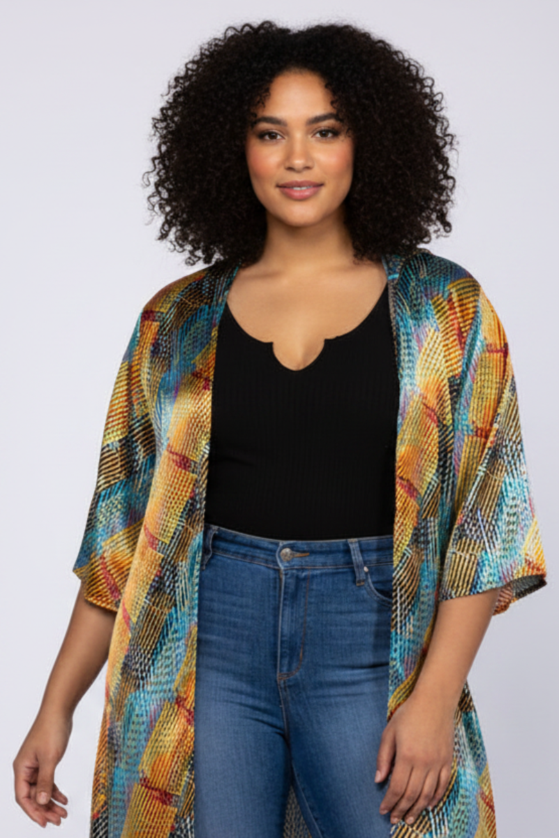 MAUVE PLUS SIZE HOODY COVER-UP CARDIGAN-T6607P*